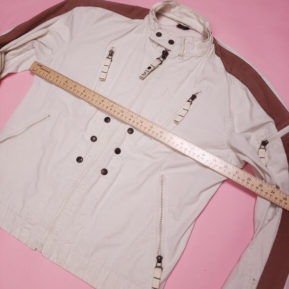 Vtg Diesel 90s white/ brown lightwght Mens racer jacket - Picture 6 of 8